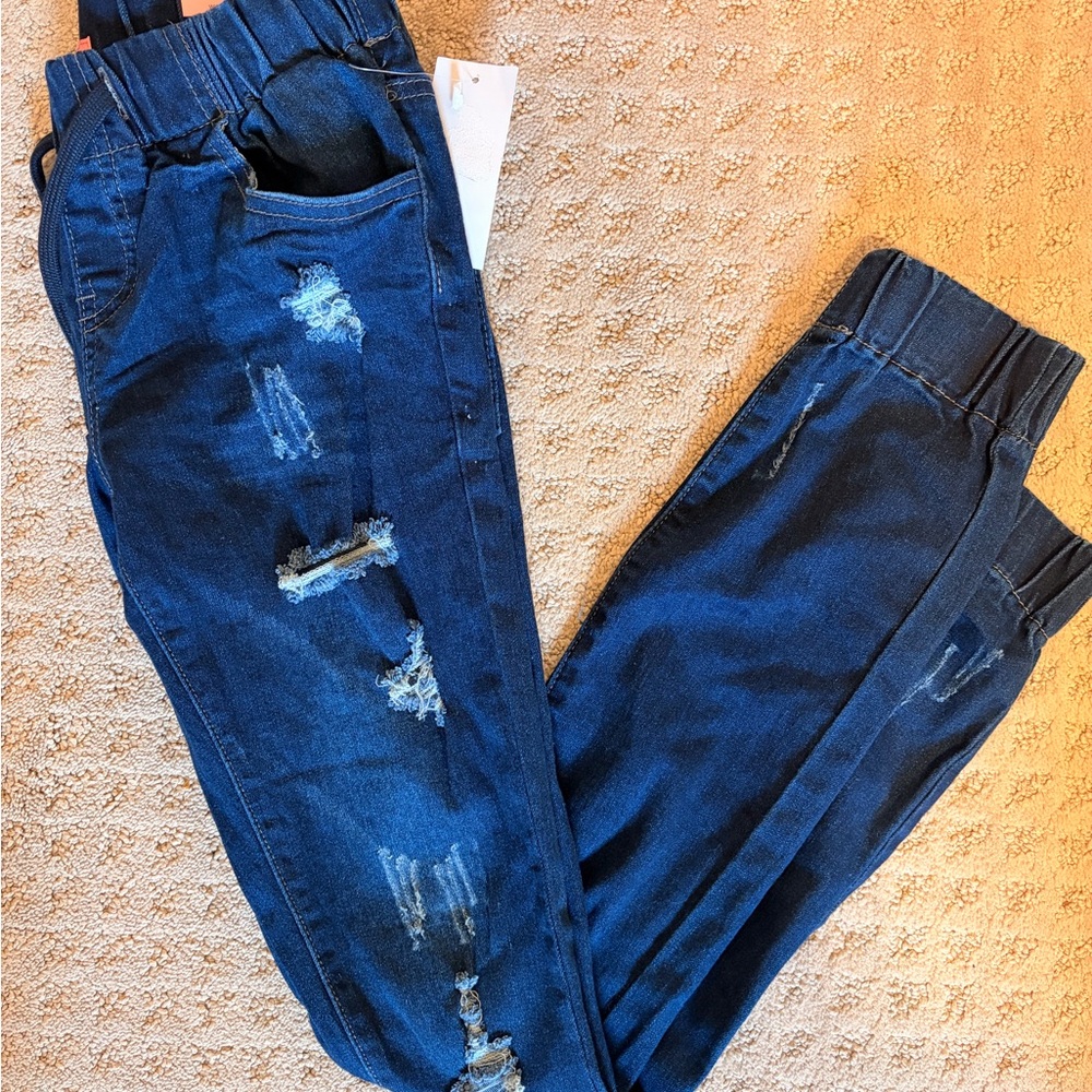 Distressed Blue Jeans